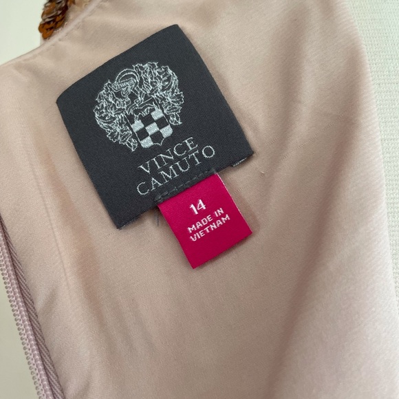 NWT Vince Camuto Sequin Blush Rose Gold Metallic Sheath Dress 14 (fits like 12) - Picture 16 of 16